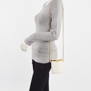 Chanel White Quilted Lambskin Leather CC Small Vanity Crown Box Bag